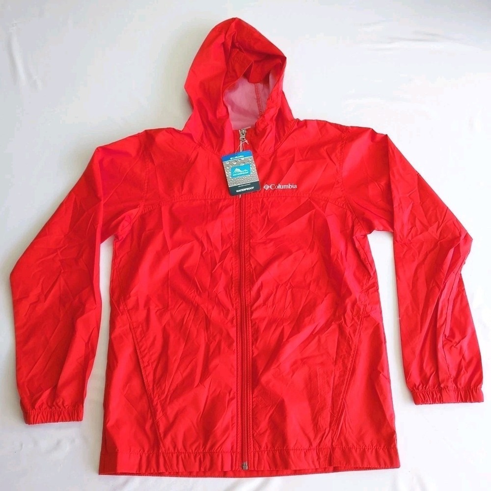 Columbia Glennaker Youth Rain Jacket Size Large Red with Hood